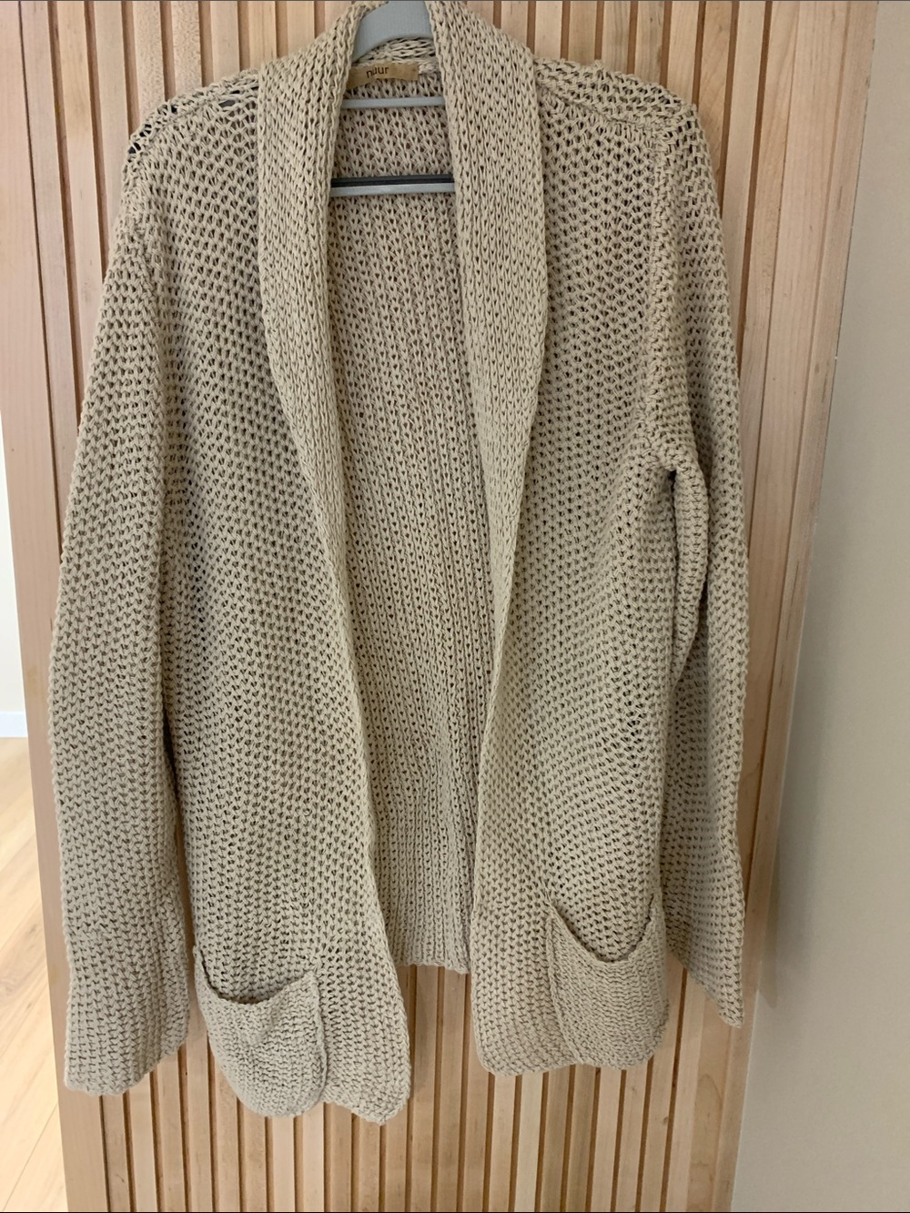 Open-Front Shawl Collar Cardigan Sweater - Cream